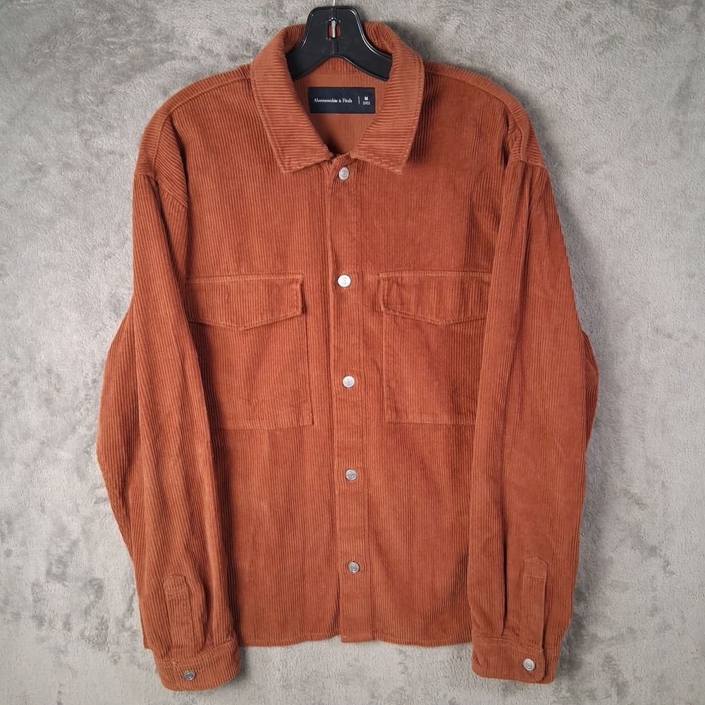 Abercrombie & Fitch Mens Corduroy Shirt Jacket Rust Brown Pocket Shacket Medium